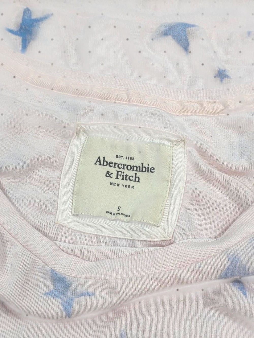 Abercrombie Vintage Super Oversized Baggy Pajama Top Pink With Stars - Picture 3 of 3